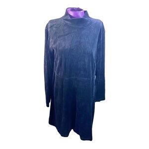 Eddie Bauer vintage black mock turtleneck long sleeve velour dress 
M